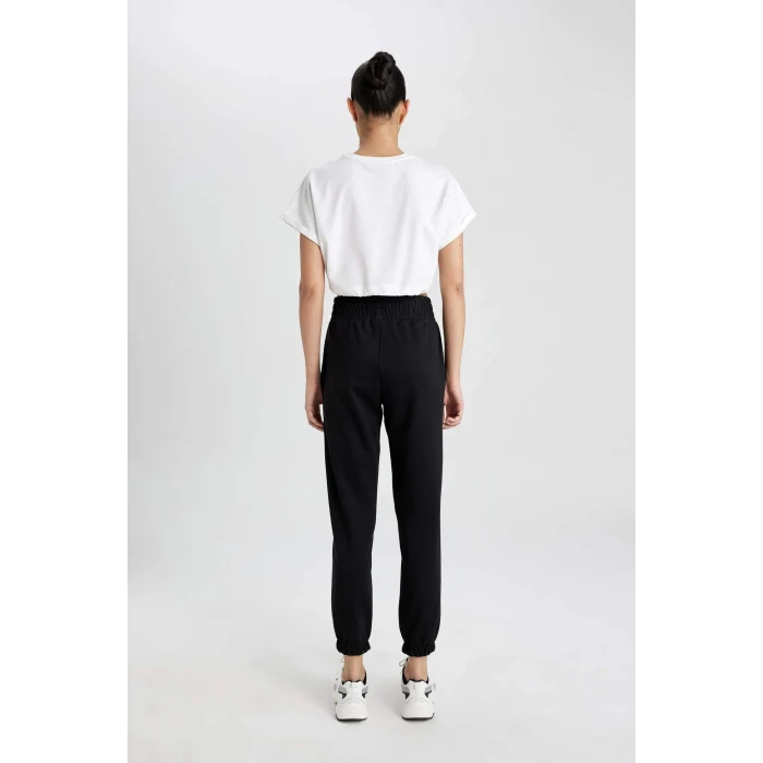 Defacto B8978 Siyah DeFactoFit Standart Fit Jogger İnce Eşofman Altı Çift Cepli Beli Paçası Lastikli