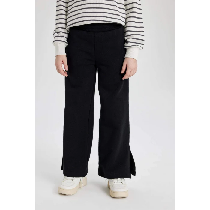 Defacto C0310 Siyah Kız Çocuk Wide Leg Geniş Yırtmaçlı Paça Pantolon