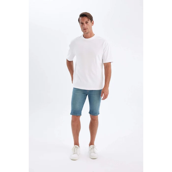 Defacto X4794 Yeşil Skinny Fit Jean Bermuda Şort