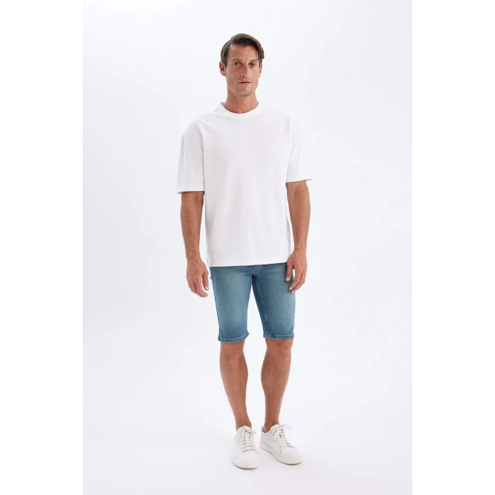 Defacto X4794 Yeşil Skinny Fit Jean Bermuda Şort