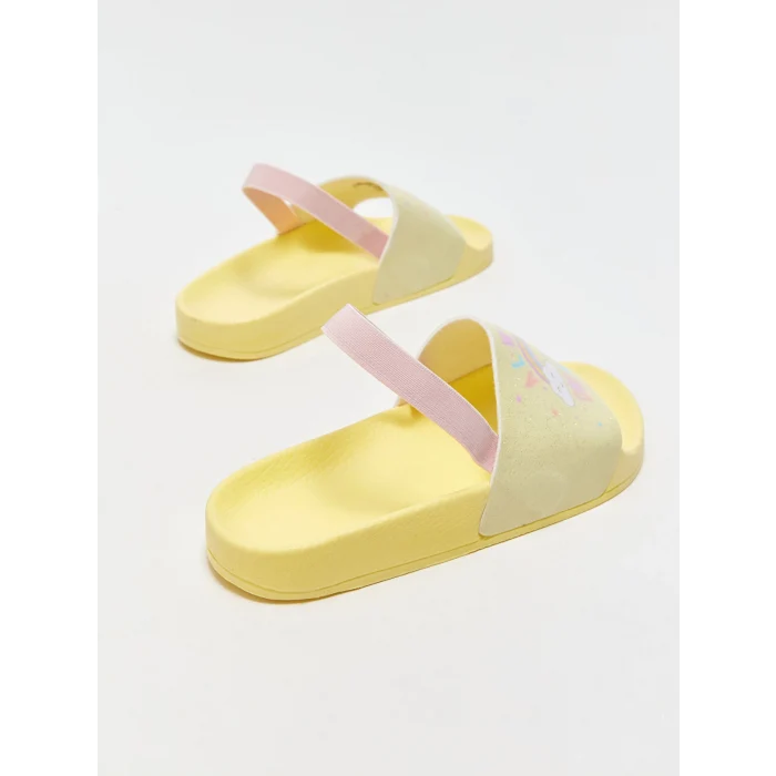 LCW STEPS Sari Baskılı Tek Bantlı Kız Çocuk Terlik