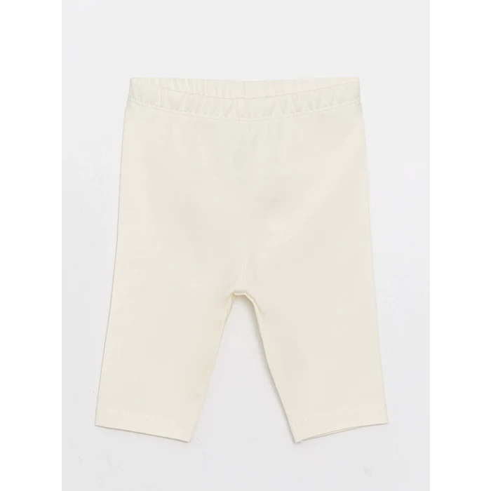 LCW baby Ekru Bisiklet Yaka Desenli Kız Bebek Bluz ve Tayt 2li Takım