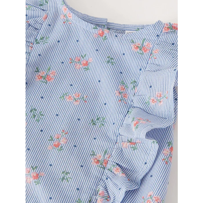 LCW baby Ekru Bisiklet Yaka Desenli Kız Bebek Bluz ve Tayt 2li Takım