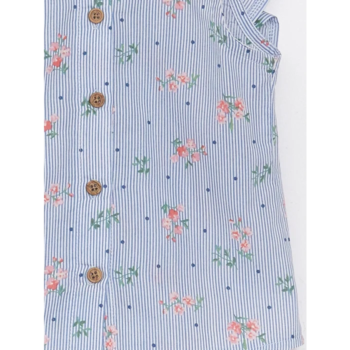 LCW baby Ekru Bisiklet Yaka Desenli Kız Bebek Bluz ve Tayt 2li Takım