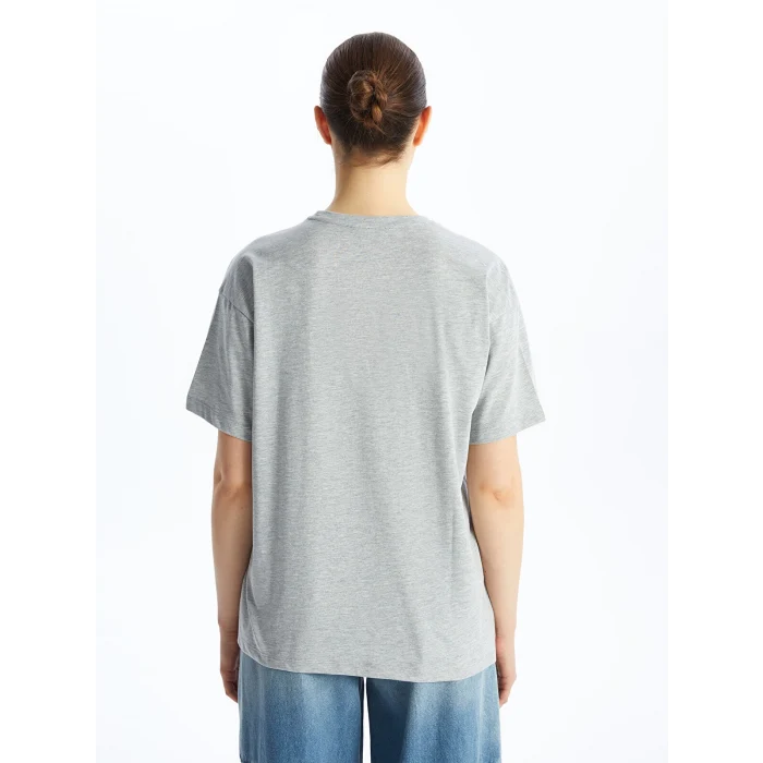 LCW Modest Gri Bisiklet Yaka Baskılı Kadın Tunik