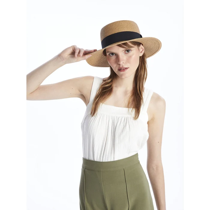 LCW ACCESSORIES Bej Kadın Hasır Fötr Şapka