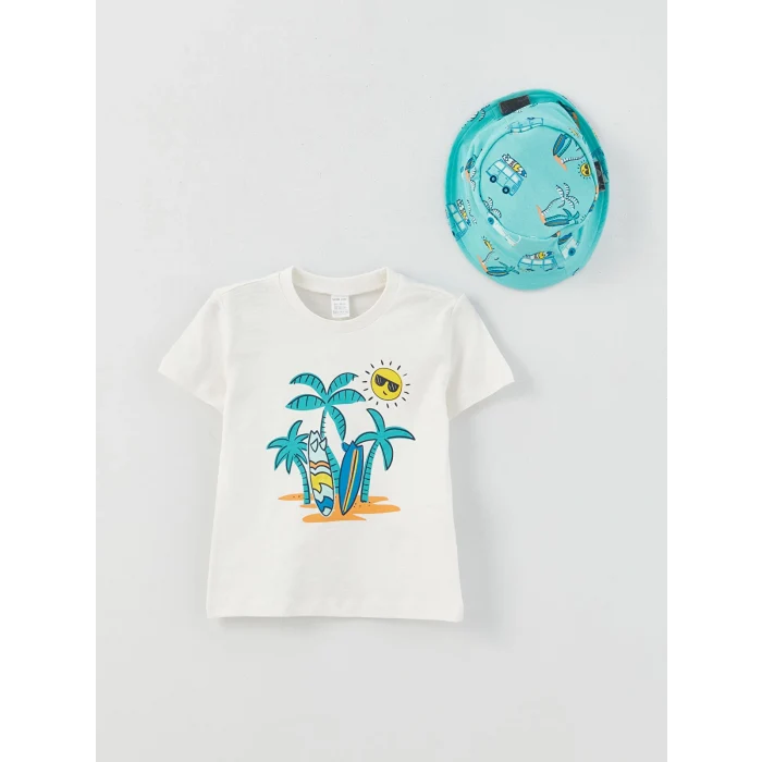 LCW baby Ekru Bisiklet Yaka Desenli Erkek Bebek 3lü Takım