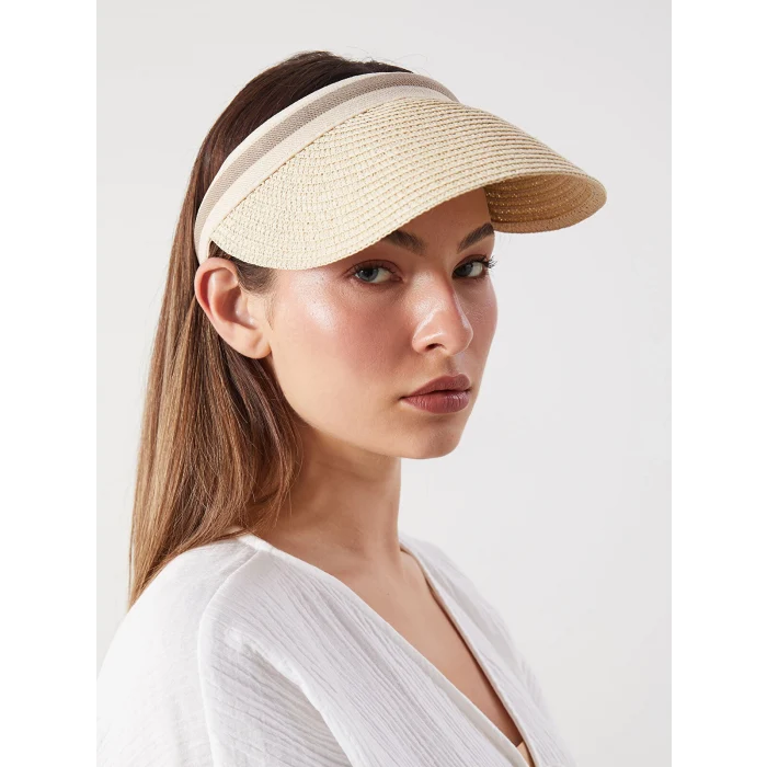 LCW ACCESSORIES Bej Kadın Hasır Vizör Şapka