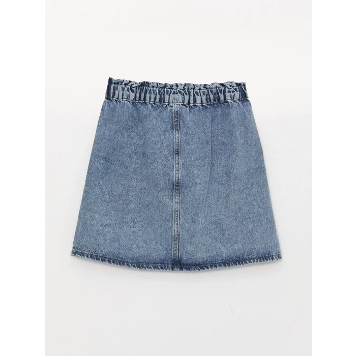 LCW Kids Mavi Beli Lastikli Kız Çocuk Jean Etek
