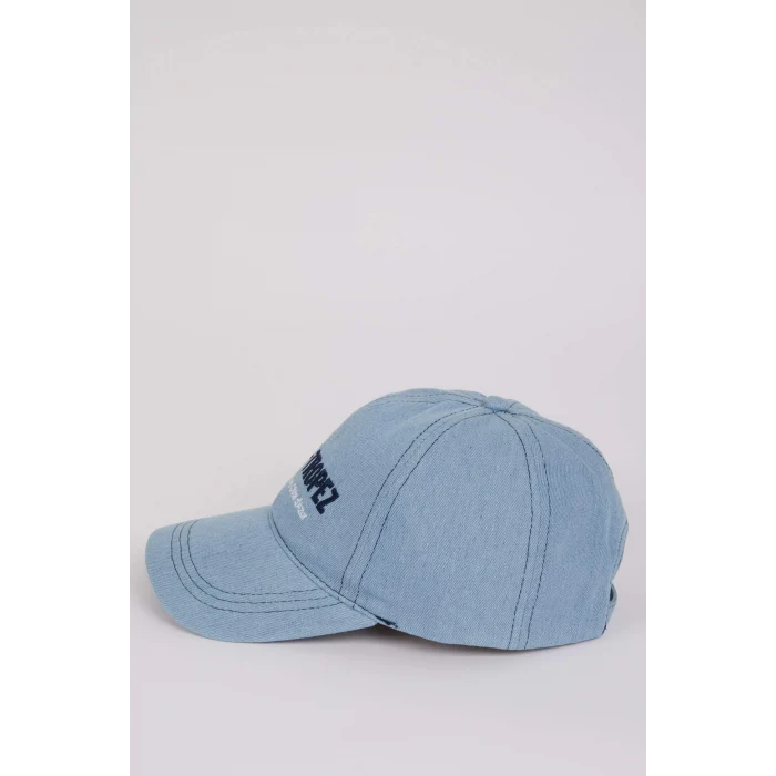 Defacto D5609 Mavi Kadın Nakışlı Nakış Jean Cap Şapka