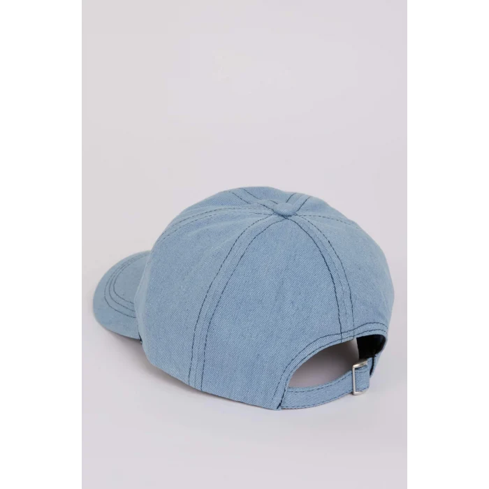 Defacto D5609 Mavi Kadın Nakışlı Nakış Jean Cap Şapka