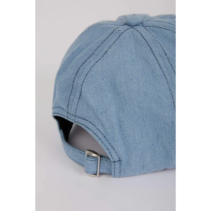 Defacto D5609 Mavi Kadın Nakışlı Nakış Jean Cap Şapka