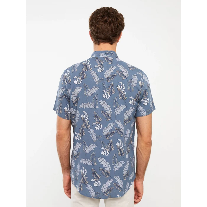 SOUTHBLUE Indigo Regular Fit Kısa Kollu Desenli Viskon Erkek Gömlek