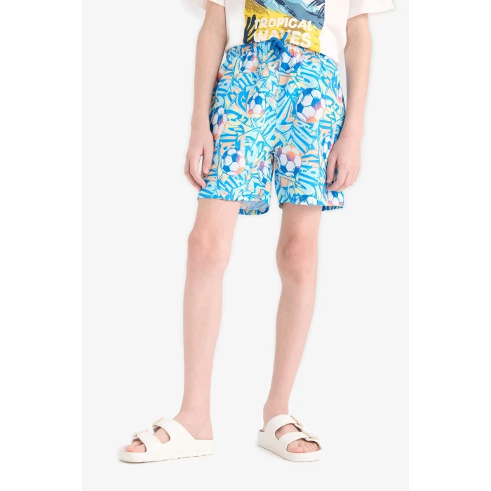 Defacto E5185 Turkuaz Erkek Çocuk Desenli Deniz Şortu