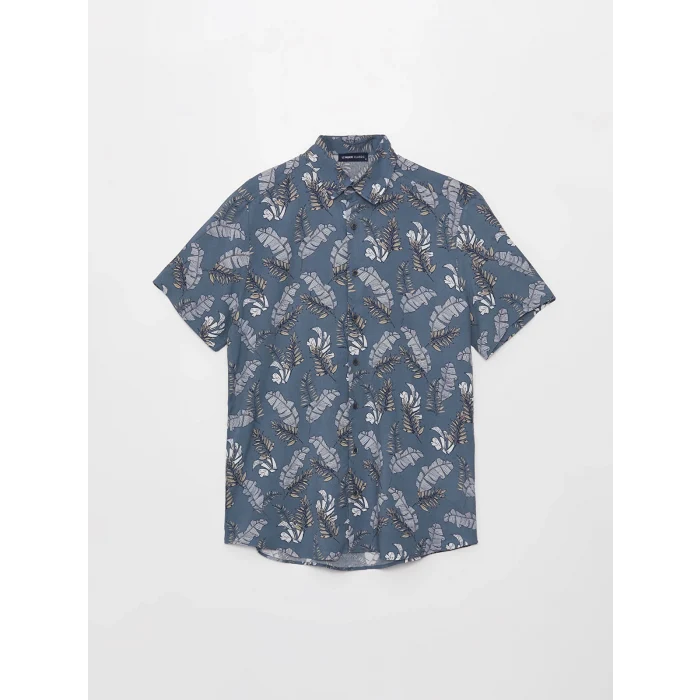 SOUTHBLUE Indigo Regular Fit Kısa Kollu Desenli Viskon Erkek Gömlek