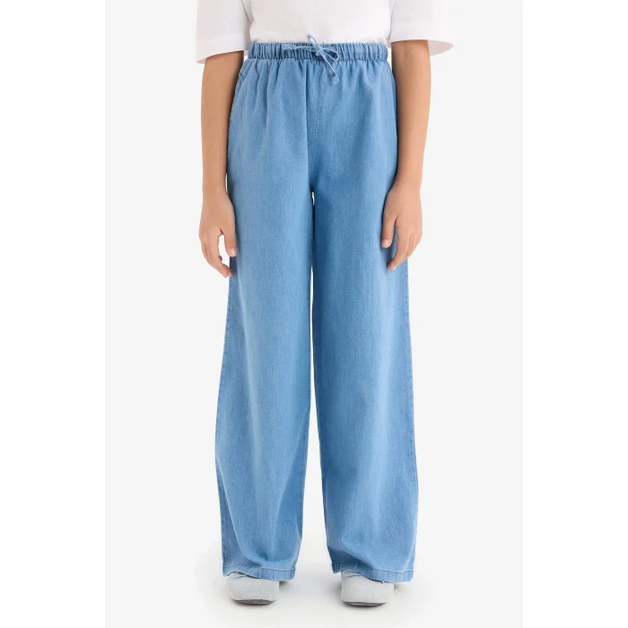 Defacto D7101 Mavi Kız Çocuk Wide Leg Geniş Paça Jean Pantolon