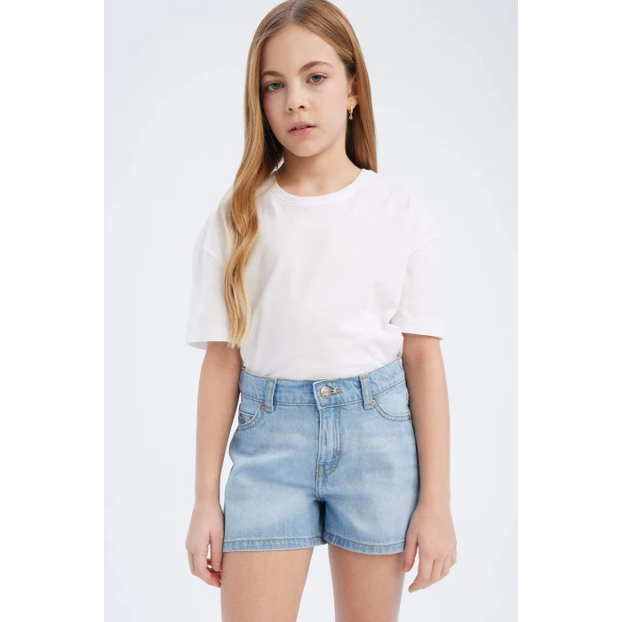 Defacto B5037 Mavi Kız Çocuk Jean Şort