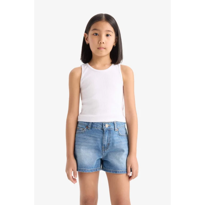 Defacto B5037 Mavi Kız Çocuk Jean Şort