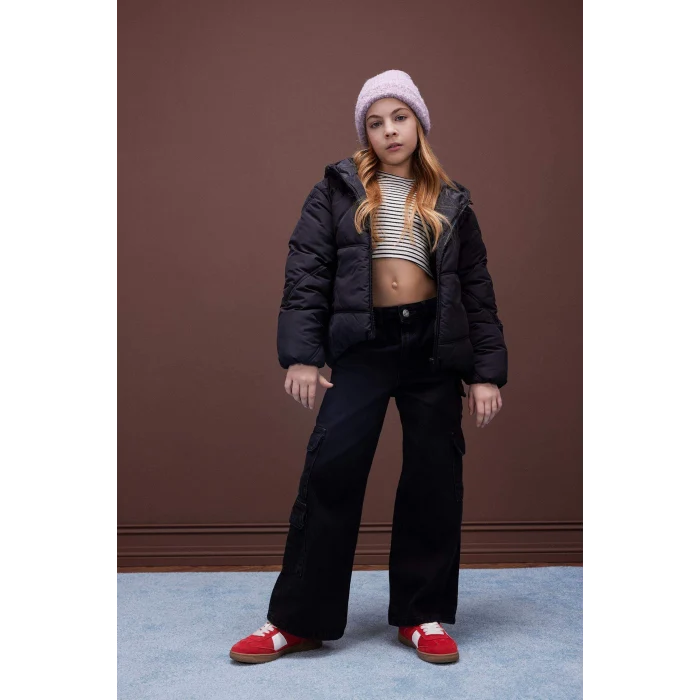 Defacto D7373 DENIM Kız Çocuk Wide Leg Kargo Geniş Paça Jean Pantolon