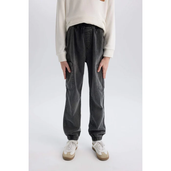 Defacto D7037 Siyah Erkek Çocuk Jogger Fit Jean Pantolon