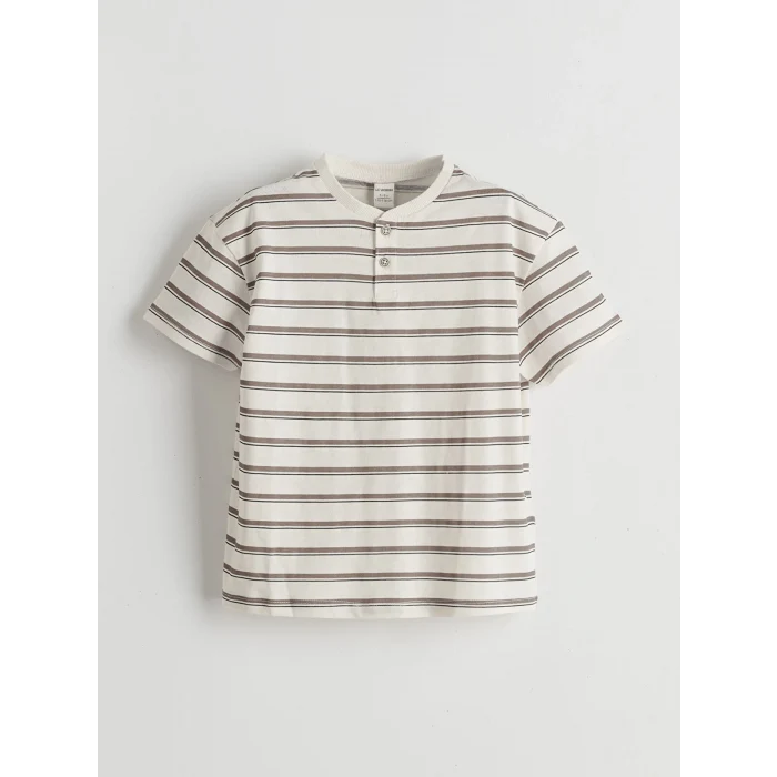LCW Kids Bej Çizgili Erkek Çocuk Tişört ve Şort 2li
