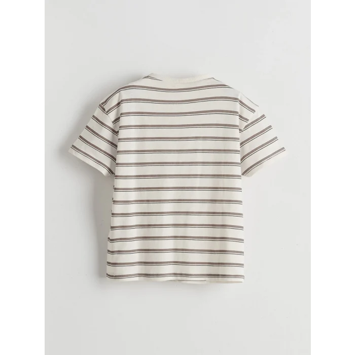LCW Kids Bej Çizgili Erkek Çocuk Tişört ve Şort 2li