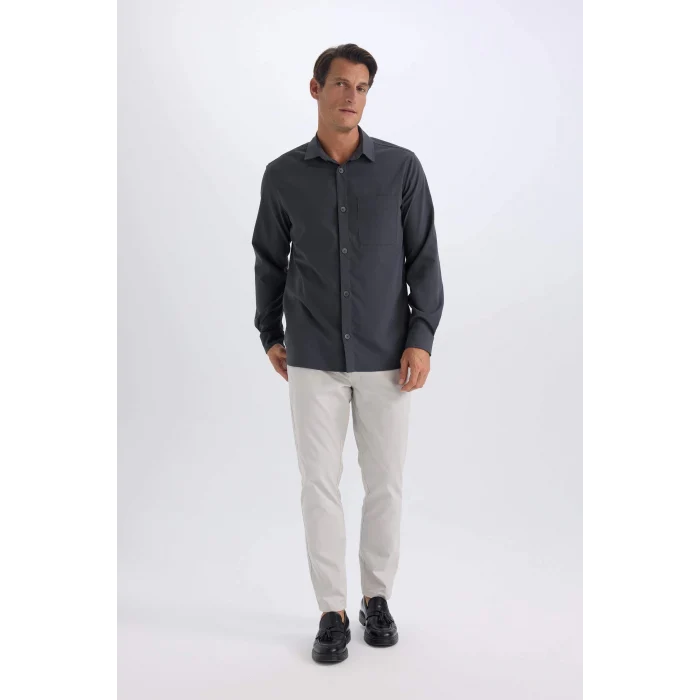 Defacto Z9933 Gri %100 Pamuk Yazlık Jogger Chino Pantolon Beli Bağcıklı Cepli Düz Paça