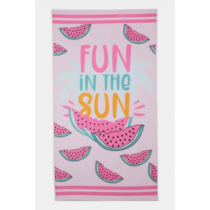 Defacto W9354 Pembe Kız Çocuk Desenli Plaj Havlusu