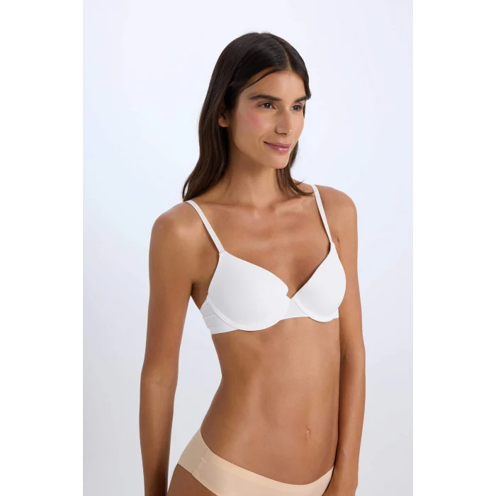 Defacto T8471 Ekru Micro Comfort Pedli Tişört Bra-Fall in Love