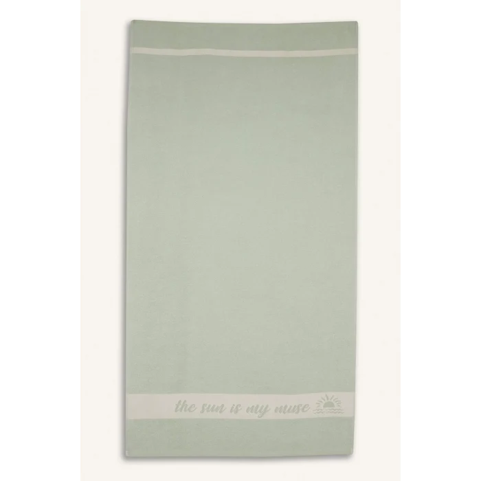 Defacto E3763 Turkuaz Kadın Desenli Pamuklu Plaj Havlusu