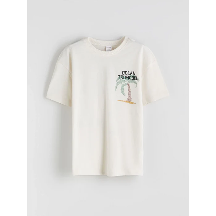 LCW Kids Bej Baskılı Erkek Çocuk Tişört ve Cepli Şort 2li