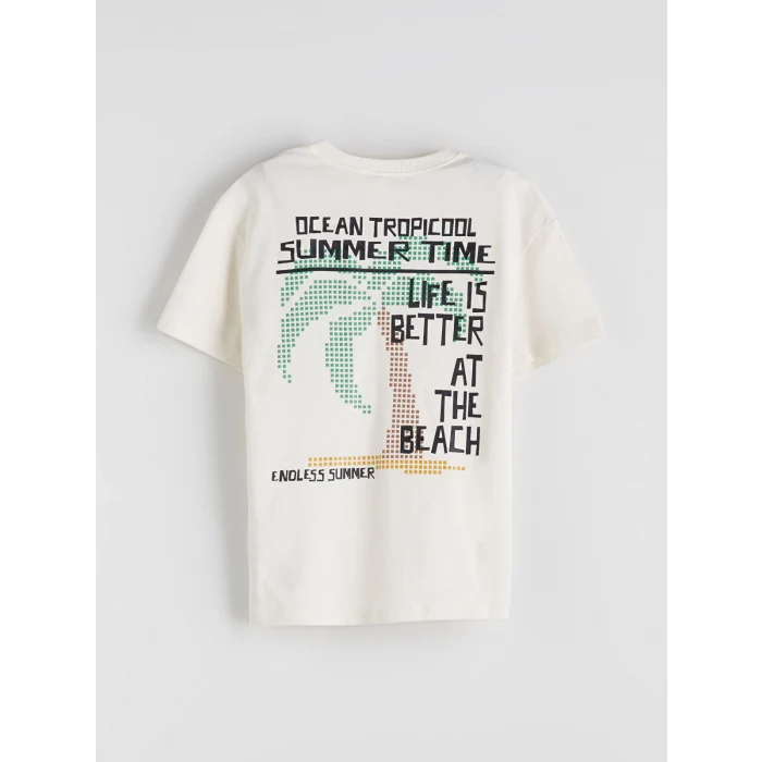 LCW Kids Bej Baskılı Erkek Çocuk Tişört ve Cepli Şort 2li