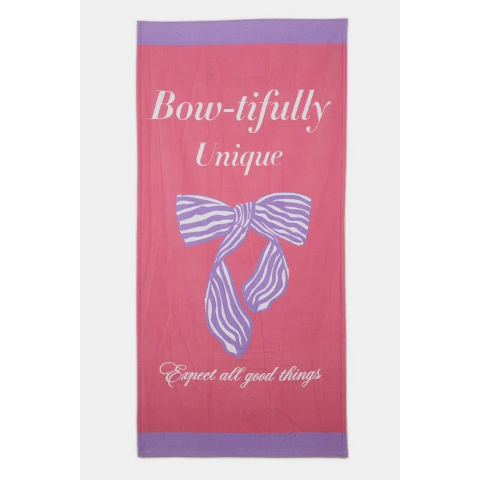 Defacto E3911 Pembe Kız Çocuk Baskılı Pamuklu Plaj Havlusu