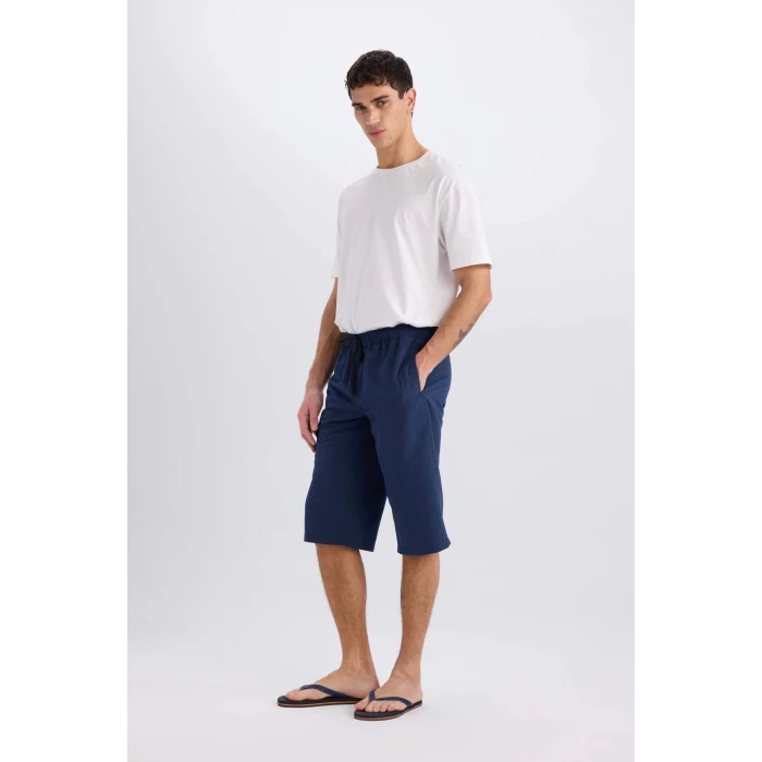 Defacto E0905 Lacivert Long Fit File Astarlı Uzun Boy Kargo Cep Deniz Şortu