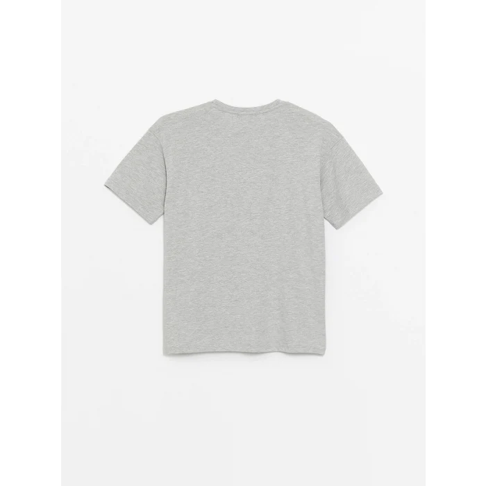 LCW Modest Gri Bisiklet Yaka Baskılı Kadın Tunik