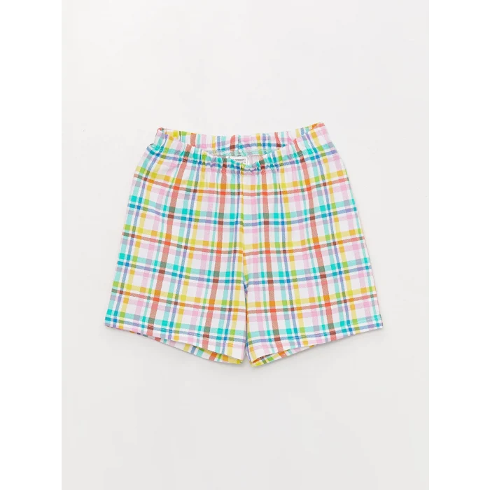 LCW Kids Siyah Bisiklet Yaka Baskılı Kısa Kollu Kız Çocuk Şortlu Pijama Takımı