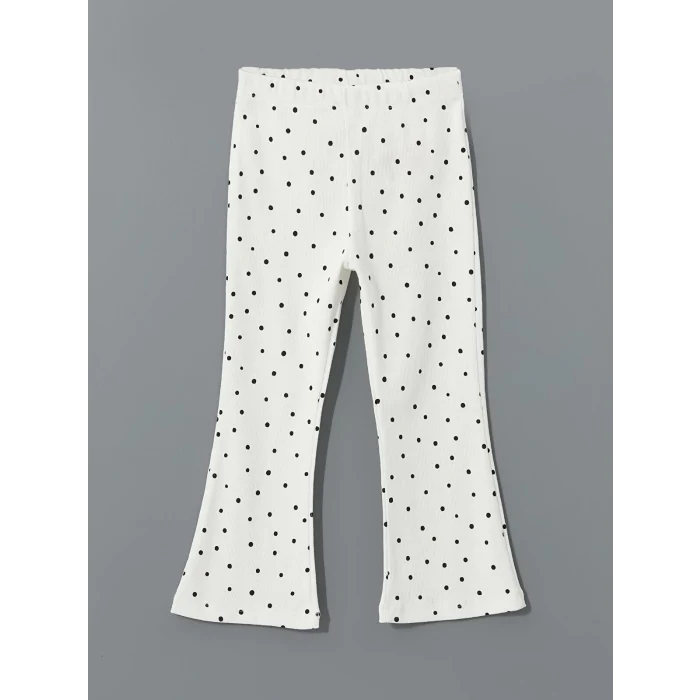 LCW Kids Ekru Beli Lastikli Puantiyeli Kız Çocuk Tayt