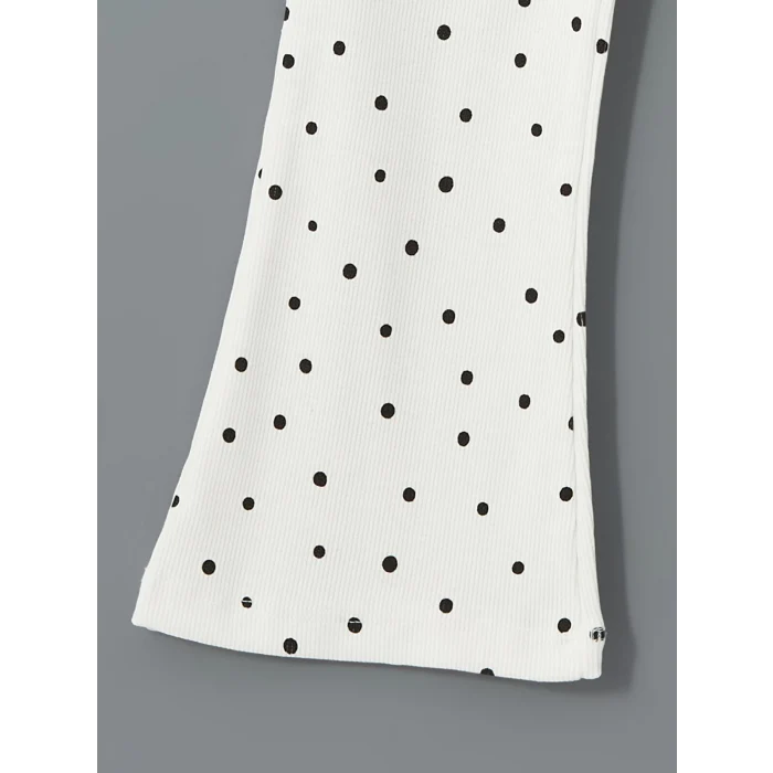 LCW Kids Ekru Beli Lastikli Puantiyeli Kız Çocuk Tayt