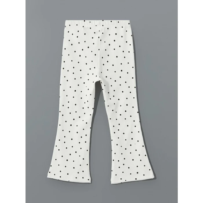 LCW Kids Ekru Beli Lastikli Puantiyeli Kız Çocuk Tayt