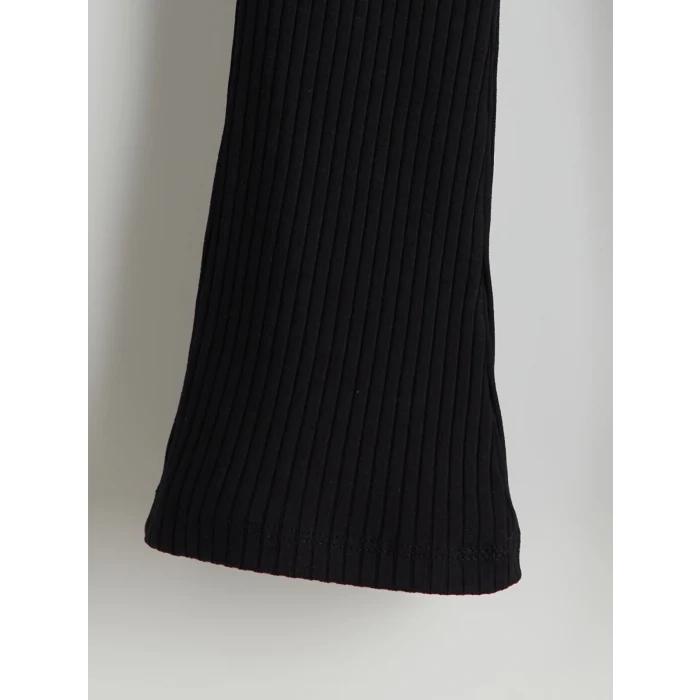 LCW Kids Siyah Beli Lastikli İspanyol Paça Kız Çocuk Tayt