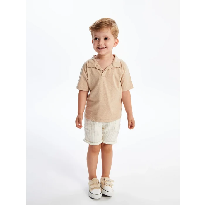 LCW Kids Bej Beli Lastikli Basic Erkek Bebek Şort