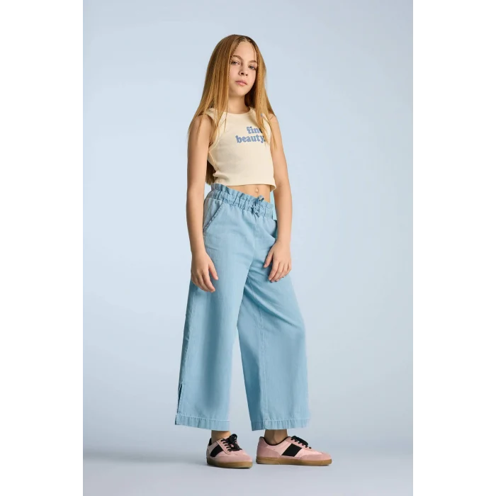 Defacto D7102 Mavi Kız Çocuk Culotte Geniş Paça Jean Pantolon