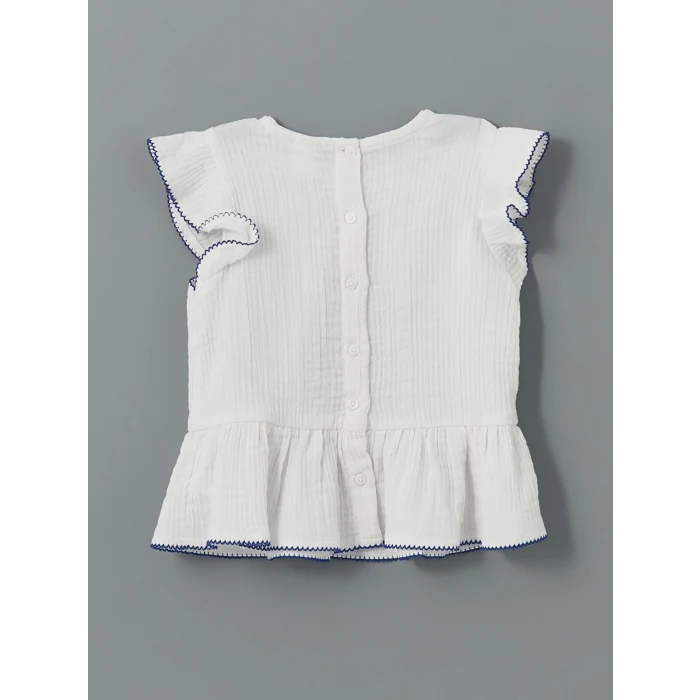 LCW Kids Beyaz Müslin Kız Çocuk Bluz ve Pantolon 2li