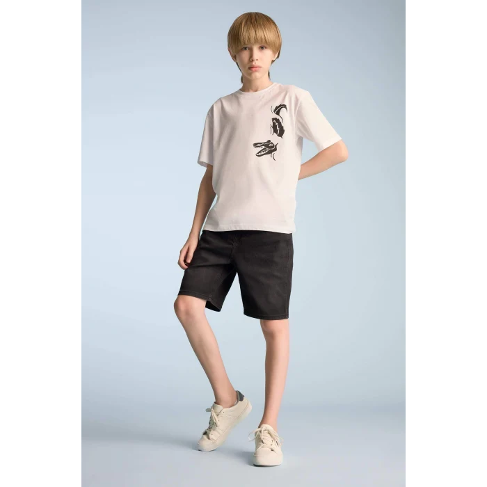 Defacto D7898 Siyah Erkek Çocuk Jean Şort