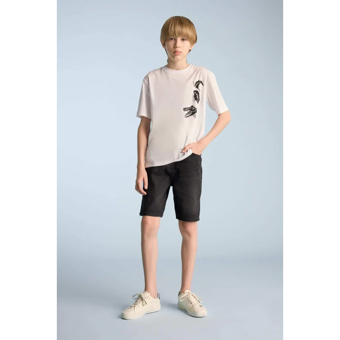 Defacto D7898 Siyah Erkek Çocuk Jean Şort