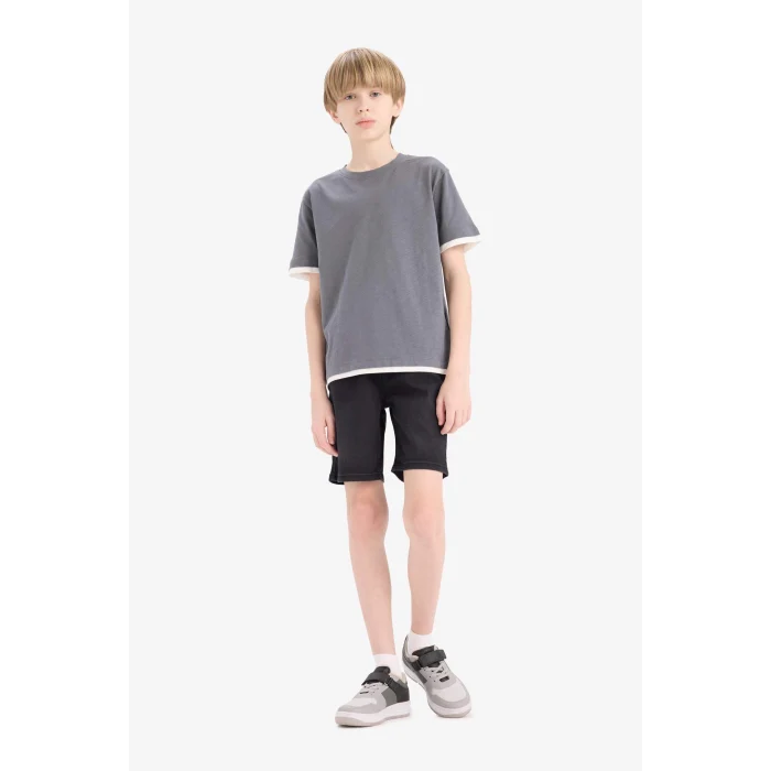 Defacto D7898 Siyah Erkek Çocuk Jean Şort