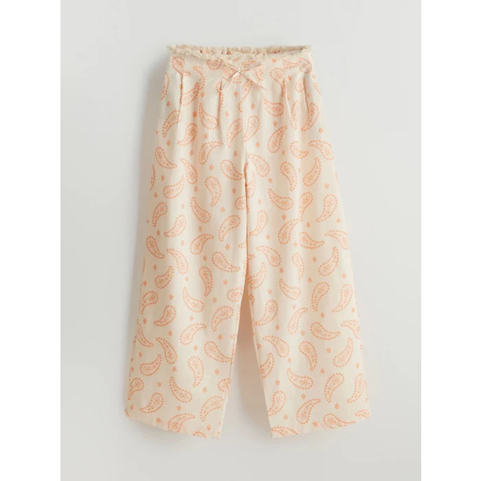 LCW Kids Bej Beli Lastikli Kız Çocuk Pantolon