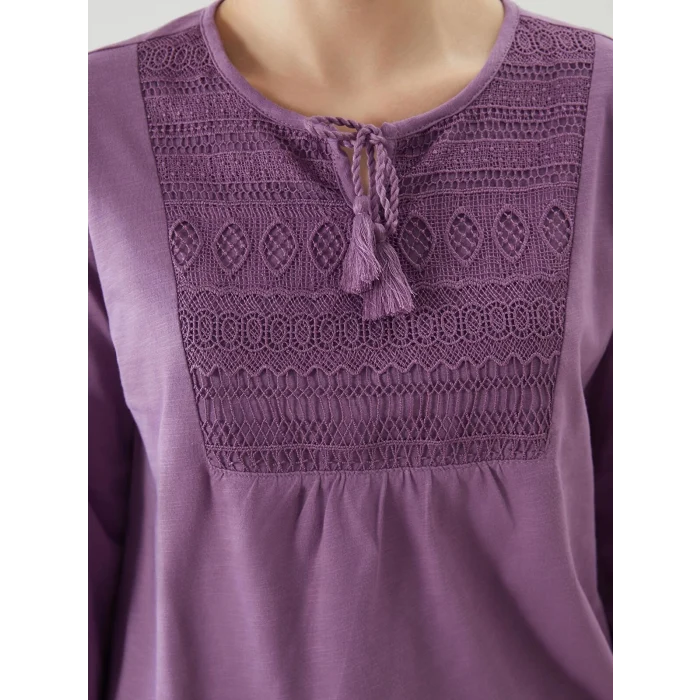 LCW Grace Mor Bağlamalı Yaka Nakışlı Kadın Bluz