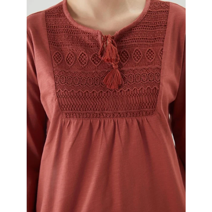 LCW Grace Kirmizi Bağlamalı Yaka Nakışlı Kadın Bluz