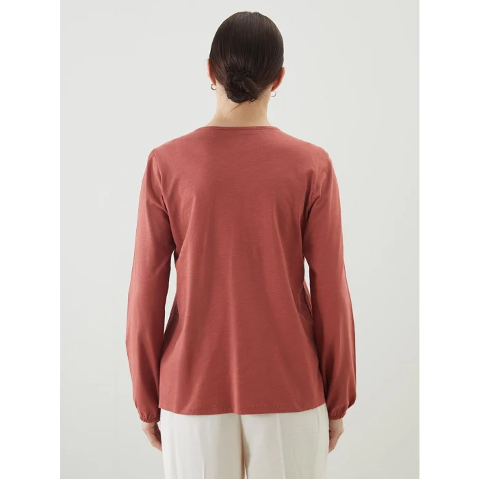 LCW Grace Kirmizi Bağlamalı Yaka Nakışlı Kadın Bluz